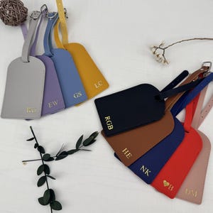 Personalized Leather Luggage Tag, Custom Engraved Monogram Luggage Tag for Travel Bag Tag, Handmade Travel Accessories Gift for Travelers