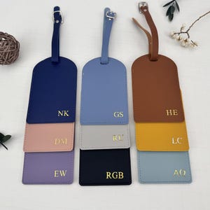 Personalized Leather Luggage Tag, Custom Monogram Name Tag, Travel Tags, bachelorette party gift, wedding favor, Girls Trip, Traveler Gift