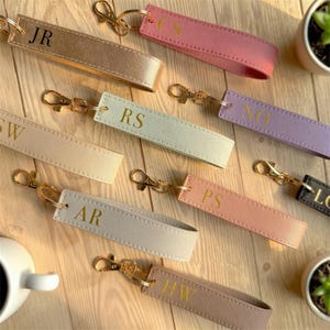 Personalised Wristlet Keyring, Customised Initial Keyring, Faux Leather Keychain, Monogram Keyring, Housewarming Gift, New Car Gift