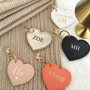 Personalised Heart Keyring, Love Heart Initial Keyring, Faux Leather Keychain, Monogram Keyring, Personalised Gift, Bridesmaid Gifts