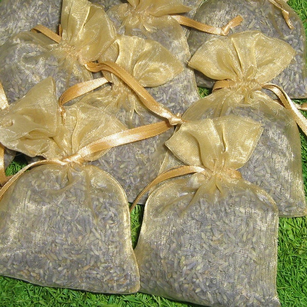 12 Freshly Made Quality Organic Lavender Sachets - You Choose Color (Also 12, 25, 100, 150 sachets, can make any qty you need)