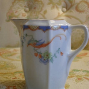 china cream pitcher-Bird of Paradise-Made in Czechoslovakia image 1