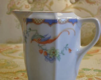 china cream pitcher-Bird of Paradise-Made in Czechoslovakia