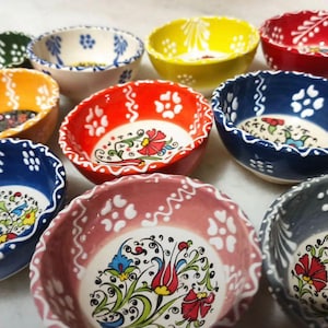 Handmade Turkish Ceramic Bowls - Ottoman Style Appetizer Set of 12
