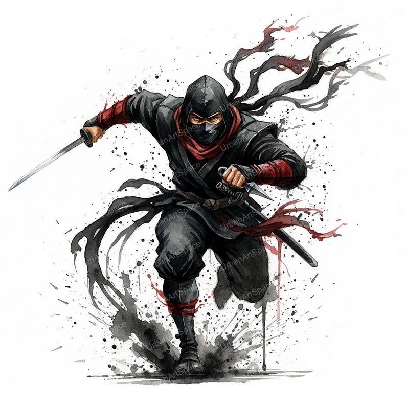 Ninja Intensity 14 Japan Ninja Clipart, Japan Warrior Images , Printable Watercolor ...