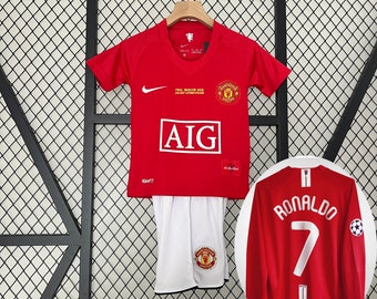 Niños Retro Manchester United 2007/2008 #7 Cristiano Ronaldo Final Champions League, Premium, Camiseta de fútbol, Camisetas de fútbol