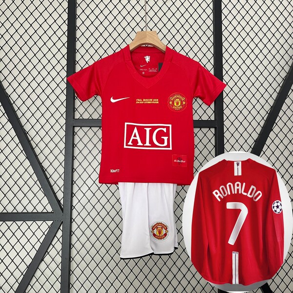 Kids Retro Manchester United 2007/2008 #7 Cristiano Ronaldo Final Champions League, Premium, Soccer Jersey, Soccer T-shirts