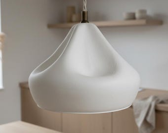 Handmade Plaster Pendant Light | Organic Sculptural Shade | Minimalist Japandi Ceiling Lamp