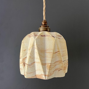STILPO Canyon Pendant Light - Handcrafted Plaster Pendant Light - Rustic Ceiling Lamp - Handmade Lampshade