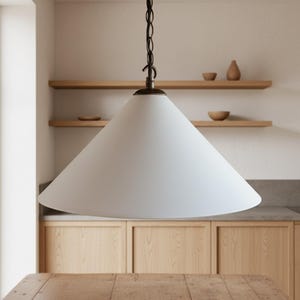 Handmade Plaster Pendant Light: Conical Minimalist Ceiling Light