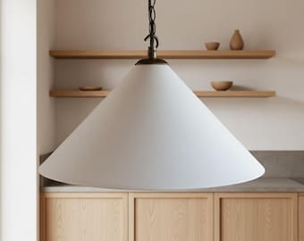 Handmade Plaster Pendant Light: Conical Minimalist Ceiling Light