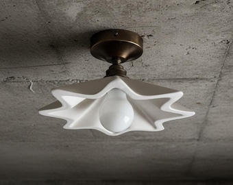 Handmade Flush Mount Ceiling Light: Sculptural Plaster Lamp