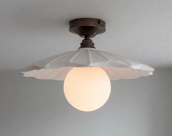 Handmade Plaster Flush Mount Light: Sculptural Modern Ceiling Lamp