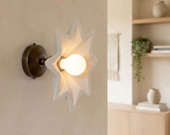 Handmade Plaster Flush Mount Sconce | Sculptural Statement Wall Light,  Artisan Lighting Fixture