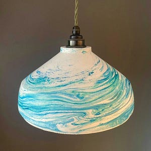 ZENO Ocean Pendant Light - Handcrafted Plaster Ceiling Light - Handmade Rustic Kitchen Island Light - Wabi Sabi Lighting