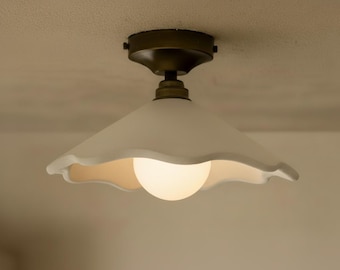 Handgemaakte inbouwplafondlamp | Met de hand gesneden geschulpte gipslamp