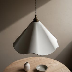 Handmade Plaster Pendant Light | Scalloped Wave Ceiling Light