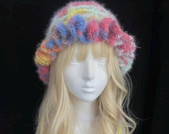 Colorful Jellyfish Bucket Hat | Handmade Crochet Openwork Ruffle Sun Hat, Fairycore Festival Beach Hat, Summer Kawaii Cap