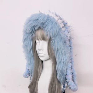 Hasenohren Strickmütze | Handgemischte lange Ohren Plüsch Haube | Weiche Fairycore Winter Haube
