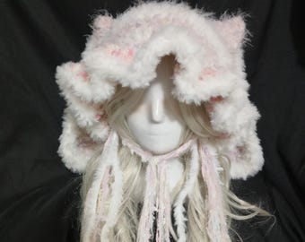 Kawaii Jellyfish Bunny & Cat Ear Beanie | Hand-mixed yarn Soft Handmade Winter Crochet