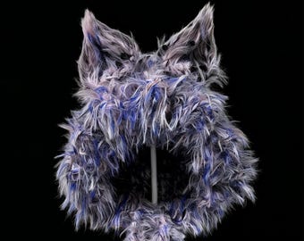 Bufanda con capucha y orejas de gato de Wisteria Forest / Bufanda con capucha de ganchillo Fairycore