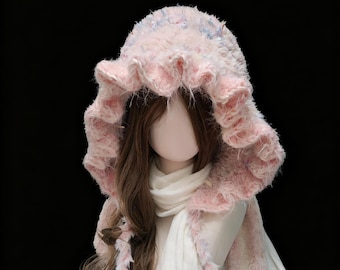 Handmade Crochet Pink Bunny Hat | Ruffle Long-Ear Beanie