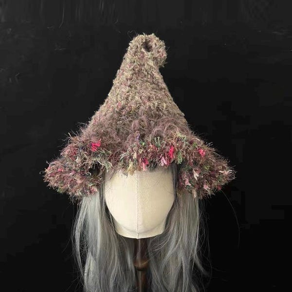 彫刻されたコテージ魔女帽子 - 軽量3D魔法のかぎ針編み帽子