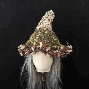 Sombrero de bruja hada del bosque verde — Sombrero puntiagudo estilo cottagecore de bosque