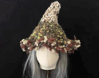 Green Forest Fairy Witch Hat — Woodland Pointed Cottagecore Hat