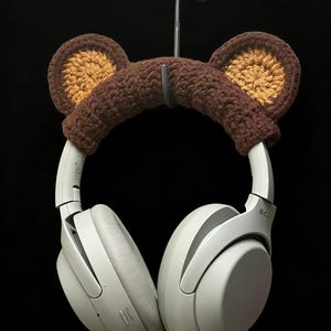 Custom Knit Bear Ear Headphone Cover | Button-Wrap Headband Sleeve