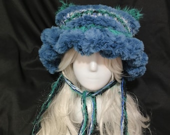 Gorro de orejas de gato personalizado y esponjoso / Gorro de medusa de crochet cálido