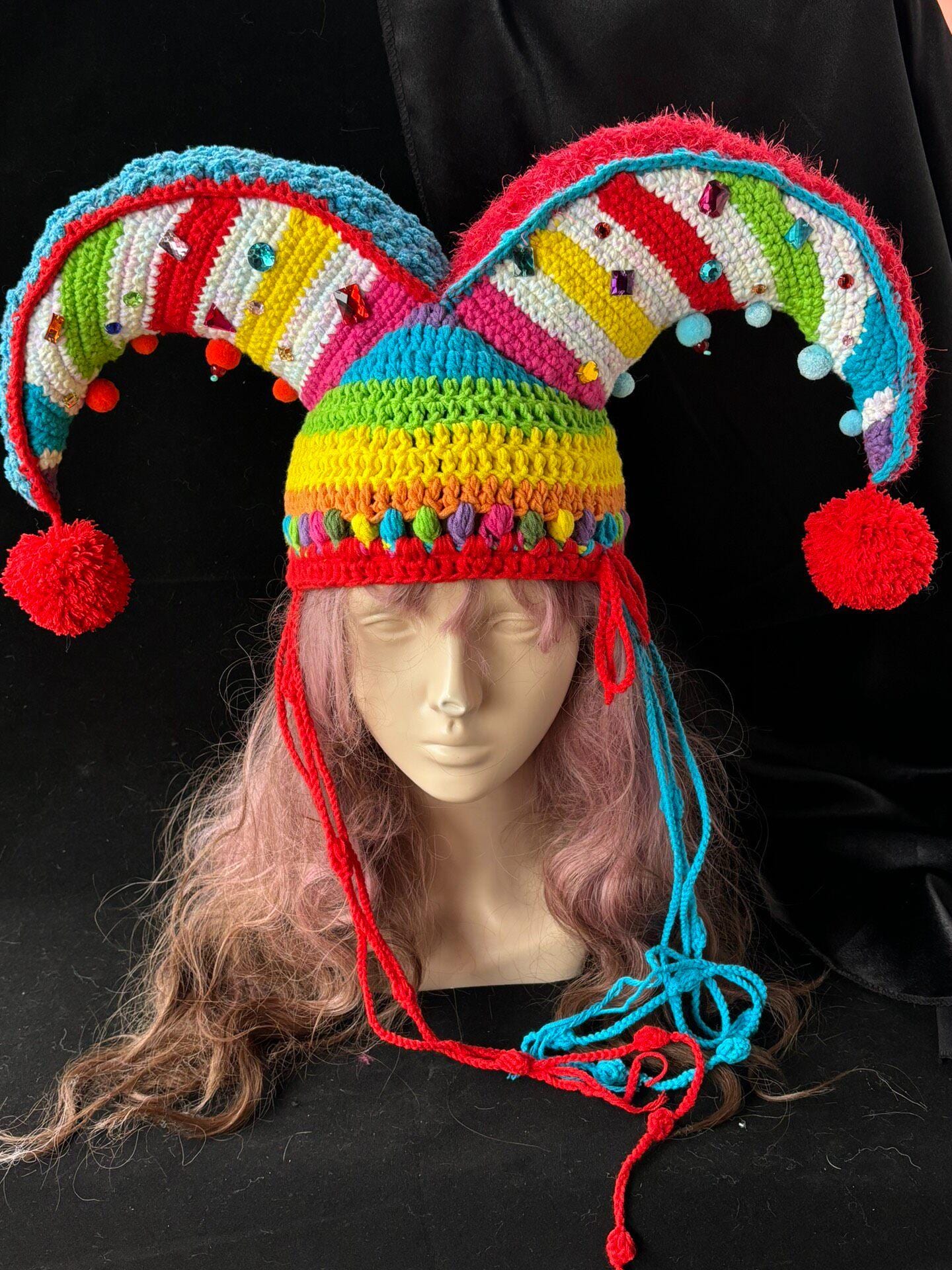 Dopamine Gothic Clown Jester Hat Circus Cosplay Pixie Hat Festival Statement Piece