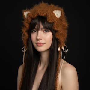 Gift for her，Handmade Crochet Cat Ear Beanie: Kawaii Cosplay Costume，Warm winter gift，Gift for friend，Cute hood，Lolita kawaii winter cap