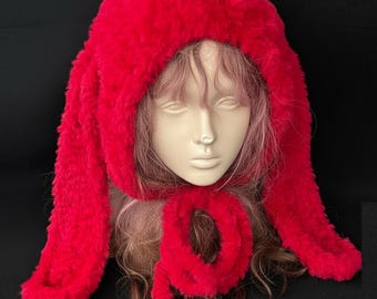 取り外し可能な耳付きハンドメイドうさぎ耳フード | カスタムカラー