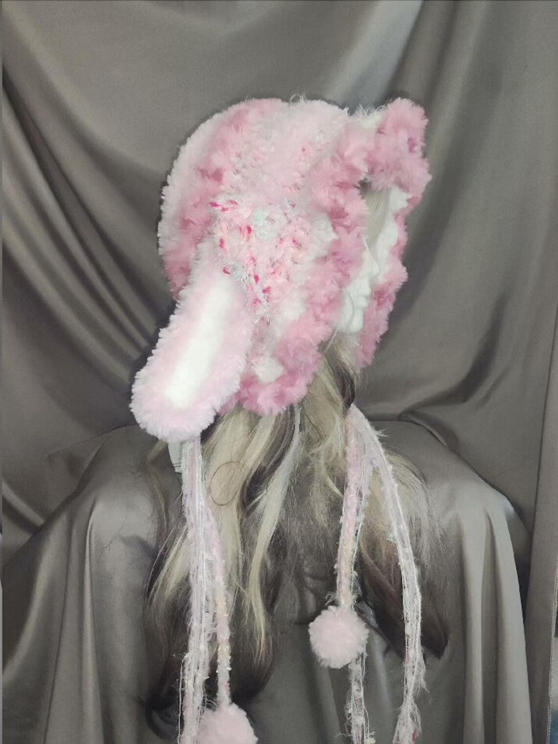 Pink Rabbit Hood Handmade Pink Jellyfish Bunny Hood With Detachable Ears — Fluffy Kawaii ...