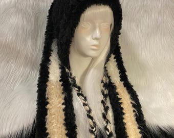 取り外し可能な耳付きハンドメイドうさぎ耳フード | カスタムカラー