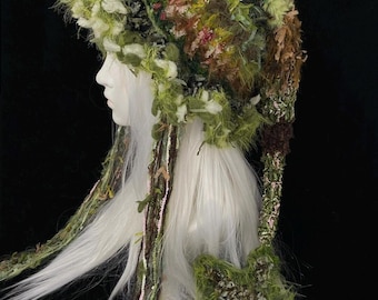 Handmade Forest Witch Crochet Hat: Fuzzy Green Wizard Bonnet
