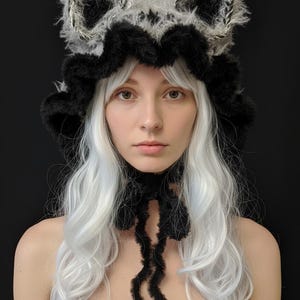 Handmade Cat Ear Hood: Fuzzy Wool Blend Cosplay Beanie，Anime style Fashion Hat，Winter cosplay accessory，Gift for her, Girlfriend, Women Gift