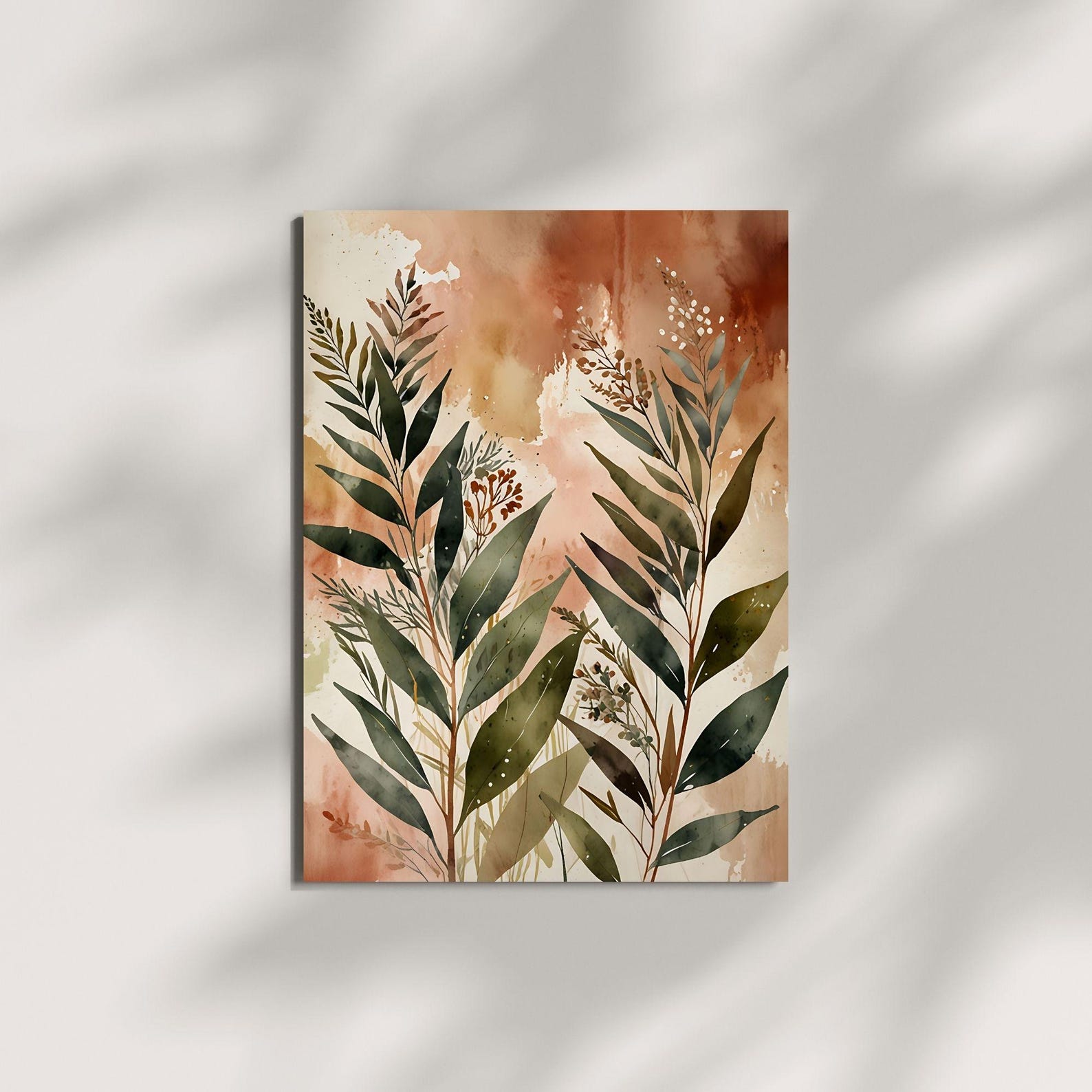 Boho Flower Set Botanical Wall Art Prints – Set of 2 in Earthy Tones ...