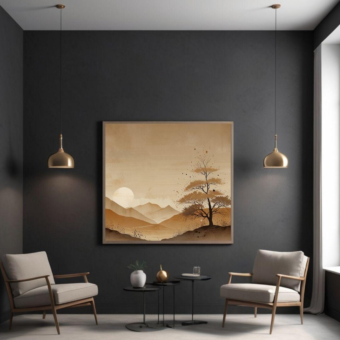 Wabi Sabi Beige Painted Landscape Wall Art – Japandi Earth Tone ...