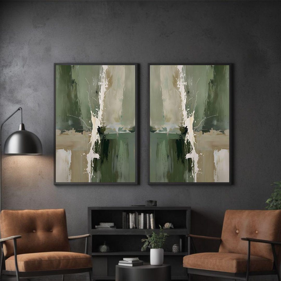 Printable Abstract Landscape Set of 2 | Digital Wabi Sabi Wall Art ...