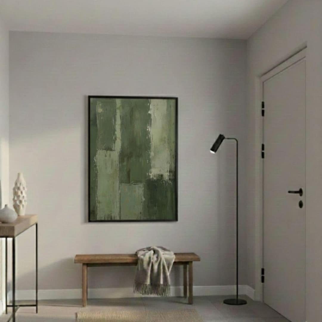 Textured Abstract Wall Art | Sage Green Impasto Painting Print | Olive ...