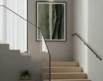Abstrakte Vertikale Textur Kunst | Olivgrün Erdton Wandkunst | Gerahmter Kunstdruck | Japandi Wabi Sabi Poster | Minimalistisches grünes Dekor