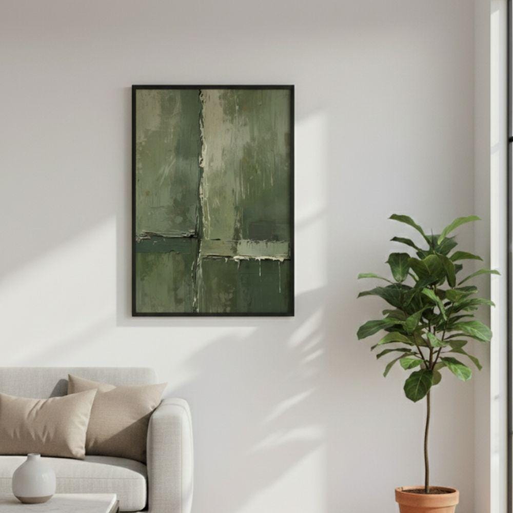 Sage Green Neutral Wall Art | Abstract Artwork Textured Painting ...
