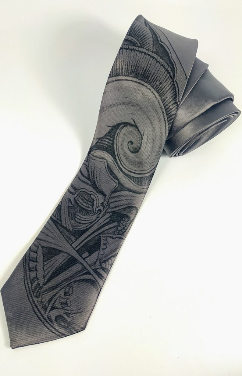 Giger inspired graphic and horror movie style necktie. Science fiction men/'s tie Alien from the abyss for your friend H R