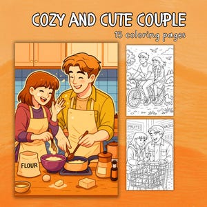 Cute Couple Coloring Book for Adult & Kids | 15 A4 Pages of Romantic Moments | Printable Digital Download | Couple Activities Coloring Pages