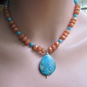 Chrysocolla, Adventurine and Turquoise Beaded Necklace, Pendant Necklace