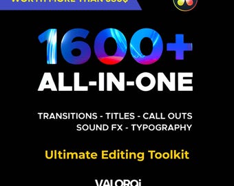 Pacchetto transizioni DaVinci Resolve / Oltre 1600 titoli, LUT, effetti sonori