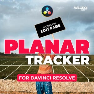 May include: An image promoting a video editing tool. The word "PLANAR TRACKER" is in large red letters. A person holds a sign that says "WORKS ON EDIT PAGE". The text "FOR DAVINCI RESOLVE" is at the bottom.