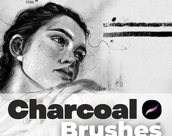 Kohle Pinsel für Procreate | Realistische Skizze, Shading, Texturen (Pinselset)